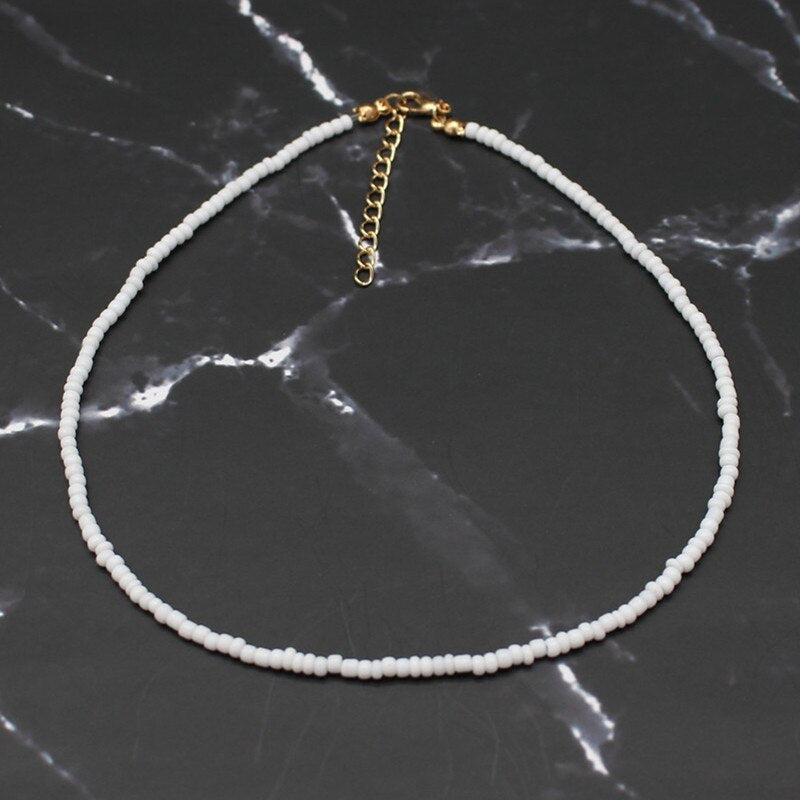 Bohemia Handmade Rainbow Seed Beads Simple Choker Necklace Women's  Wild Sweet Colorful Collar Jewelry Gift