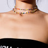 Bohemia Initial Letter Necklace handmade Bead choker rainbow candy shell personality multi-layer Necklace women's jewelr
