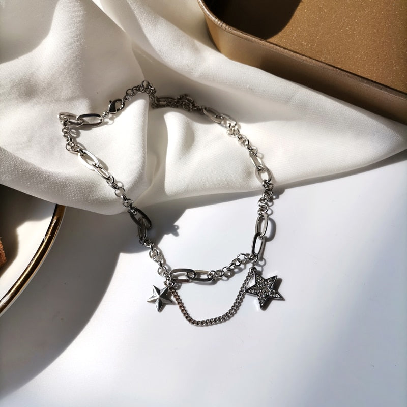 Bohemia Metal Geometry Star Pendant Necklace Vintage Contracted Joker Sweater Chains Choker Necklace for Women