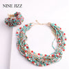 Bohemia Necklace For Women Brand Exaggerated  Multilayer Beads Statement Choker Chunky Necklace