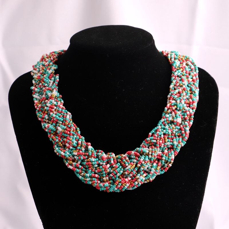 Bohemia Necklace For Women Brand Exaggerated  Multilayer Beads Statement Choker Chunky Necklace