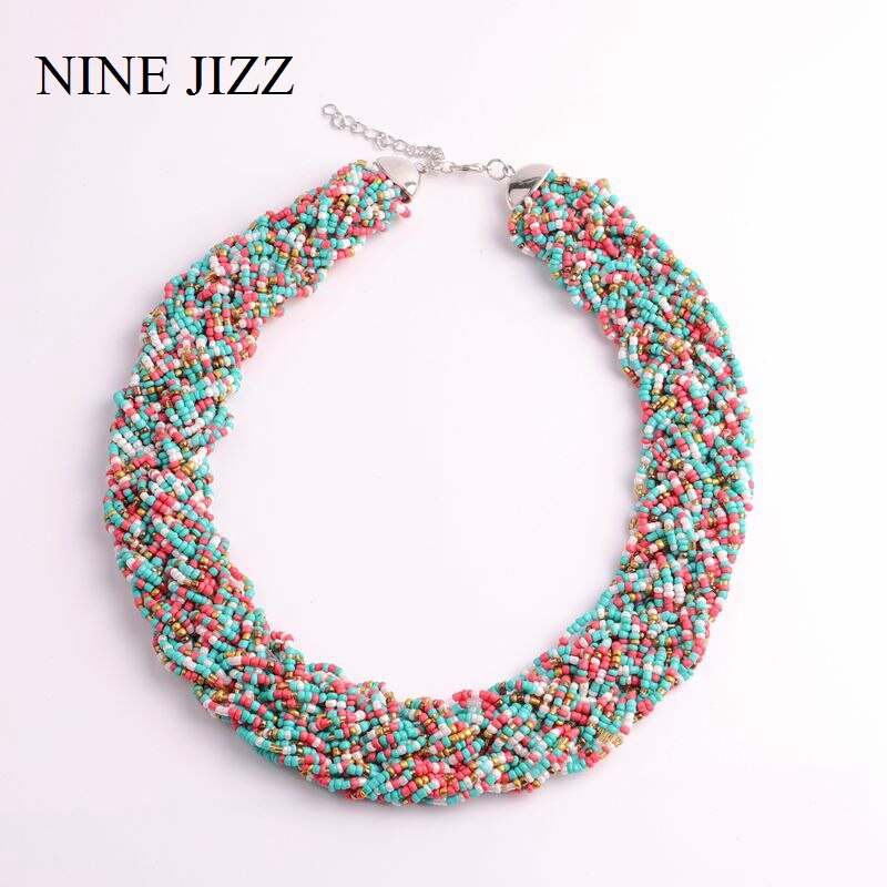 Bohemia Necklace For Women Brand Exaggerated  Multilayer Beads Statement Choker Chunky Necklace