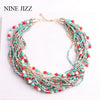 Bohemia Necklace For Women Brand Exaggerated  Multilayer Beads Statement Choker Chunky Necklace