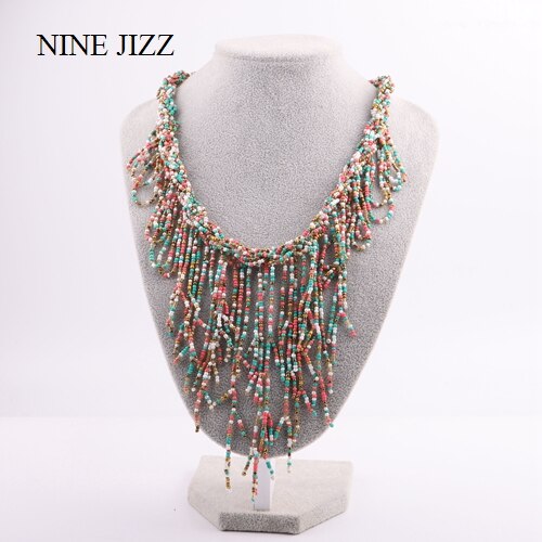 Bohemia Necklace For Women Brand Exaggerated  Multilayer Beads Statement Choker Chunky Necklace