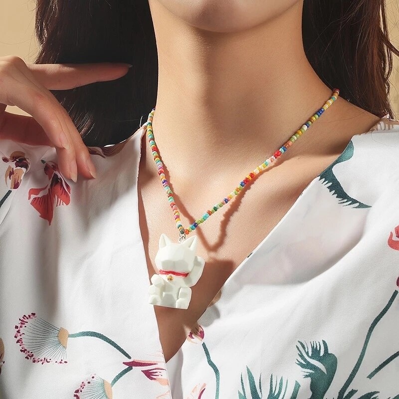 Bohemia  Korea Lovely Daisy Flowers Colorful Rice Beaded Charm Statement Short Choker Necklace for Women Vacation Jewelry