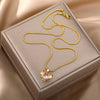 Bohemia Pink Cubic Zirconia Necklace For Women Stainless Steel Heart Wings Pendant Necklaces Crystal Choker Couple Jewerly Gift