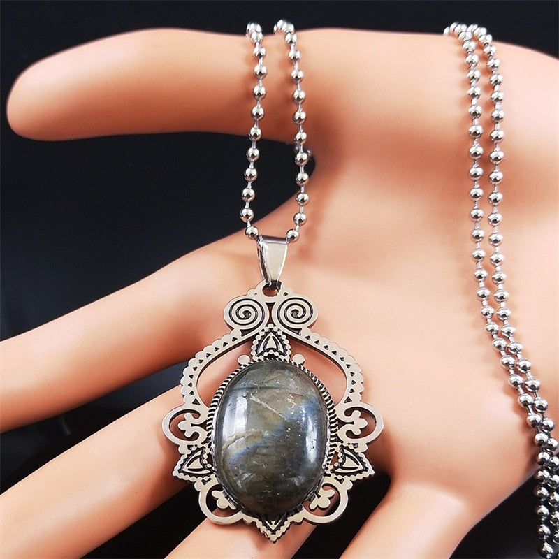 Bohemia Stainless Steel Flash Stone Flower Chain Necklaces Women Silver Color Necklaces Jewelry colier femme N3695S04