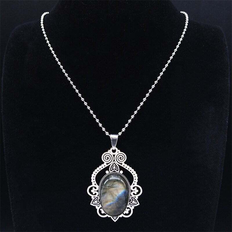 Bohemia Stainless Steel Flash Stone Flower Chain Necklaces Women Silver Color Necklaces Jewelry colier femme N3695S04