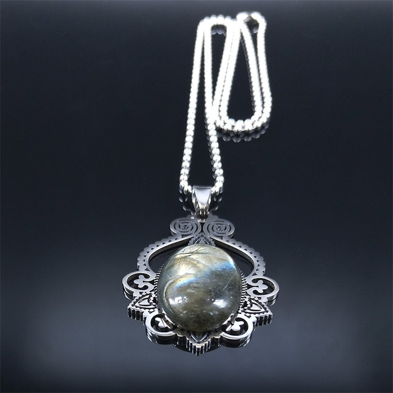 Bohemia Stainless Steel Flash Stone Flower Chain Necklaces Women Silver Color Necklaces Jewelry colier femme N3695S04