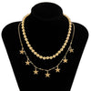 Bohemia Star Choker Necklace Women's Neck Chain Gold Color Hiphop Punk Ball Beads Necklace Kpop Collier Femme Chocker Jewelry
