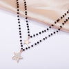 Bohemia Style Double Stars Pendant Necklaces stainless steel Trendy Black Crystal Beads Layered Chain Necklace For Women Jewelry