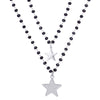 Bohemia Style Double Stars Pendant Necklaces stainless steel Trendy Black Crystal Beads Layered Chain Necklace For Women Jewelry