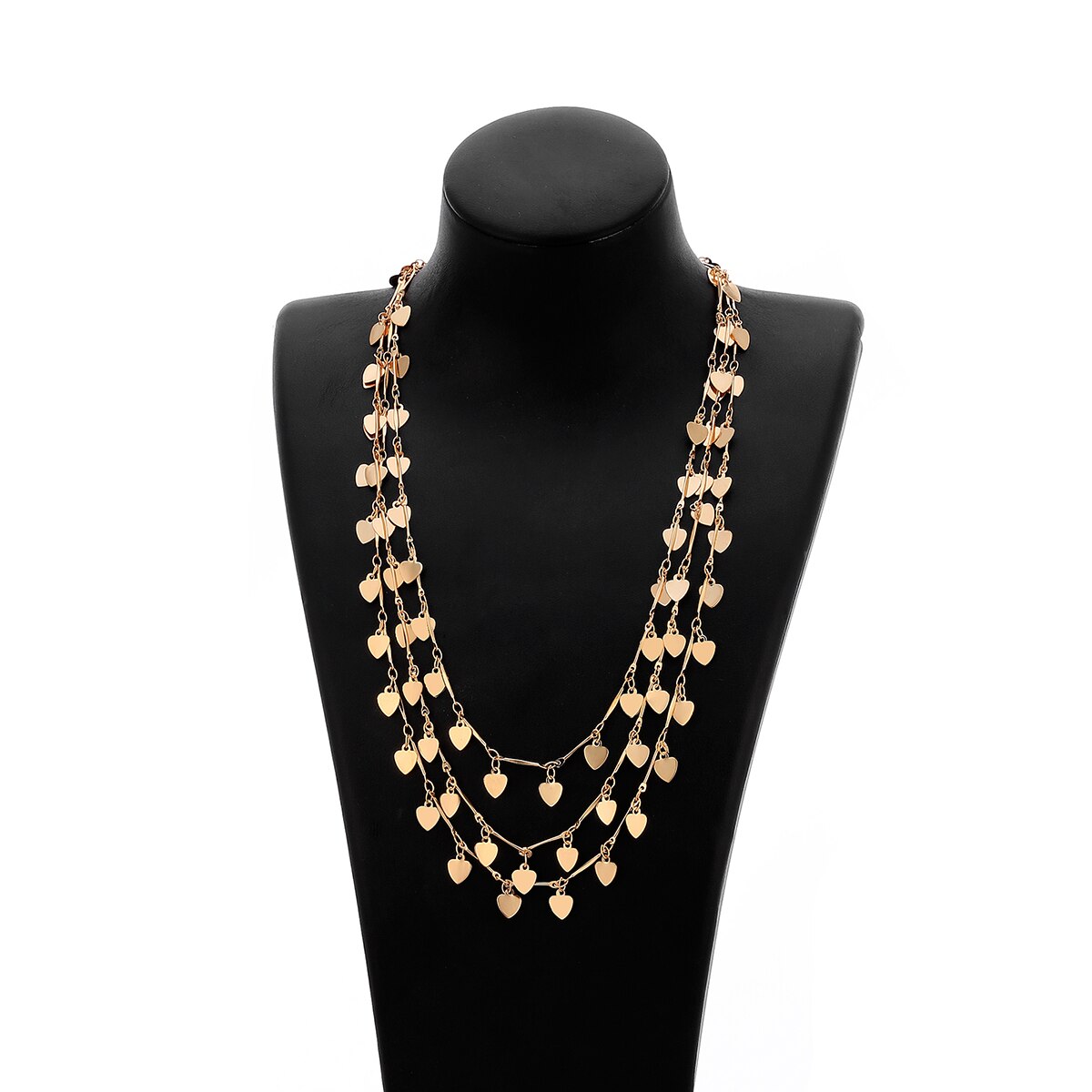 Bohemia Style Multilayer Bar Necklace Gold Silvery Cute Small Heart Tassel Choker Necklace For Women Gifts Statement Jewelry New