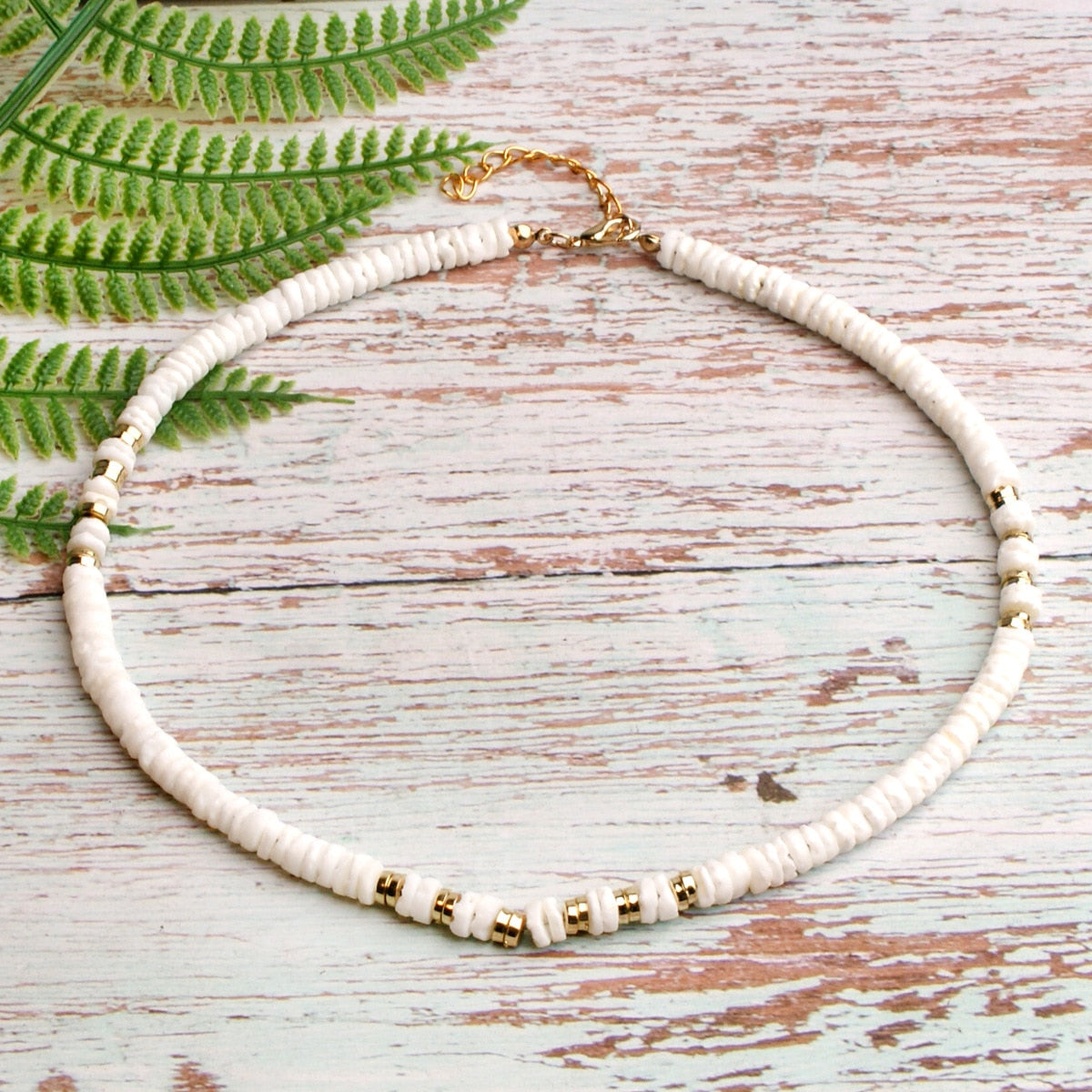 Bohemia Style Small Acrylic White Beaded Necklaces For Women Boho  Extend Chain Short Choker Necklace Chic Jewelry Accessary