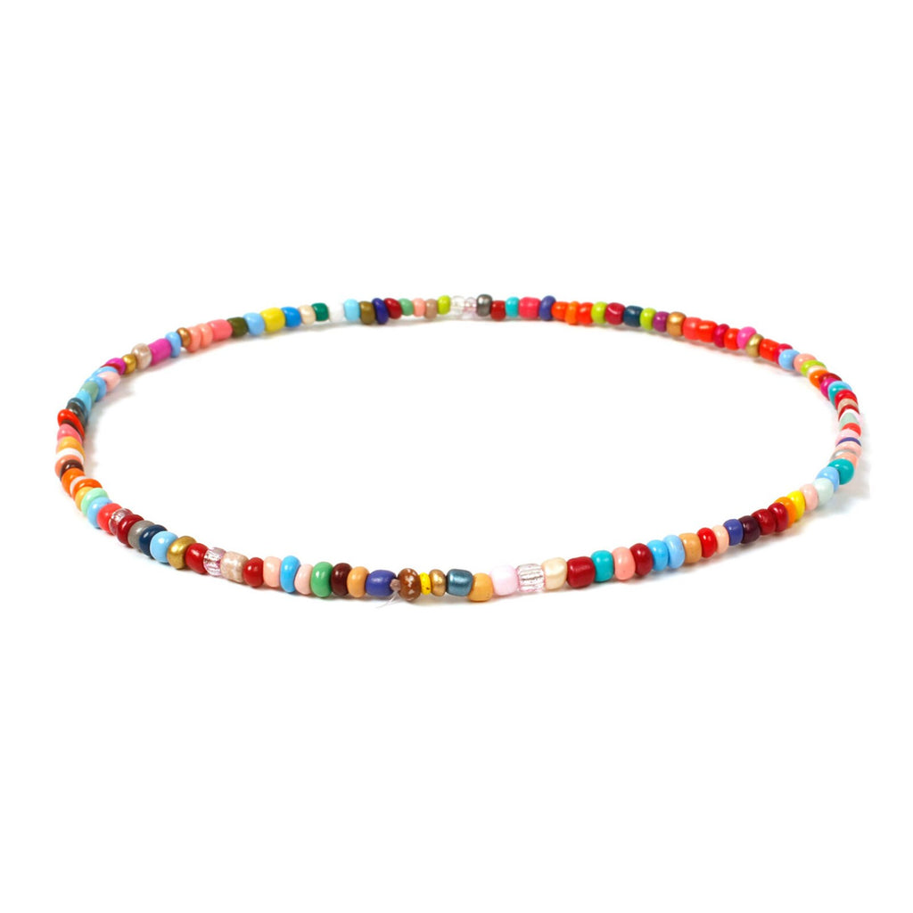 Bohemia Style Small Glass Beaded Necklace Multicolor Short Chokers Charm Necklaces Sweet Neck Jewelry For Women Girls 40cm Long