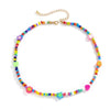 Bohemia Style Smiling Face Bead Necklace Colorful Rice Bead Aesthetic Necklace for Women  Girl Gift Jewelry