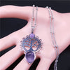 Bohemia Tree of Life Stainless Steel Purple Crystal Necklace Wmen Silver Color Necklace Charm Vacation bijuteria N4334S04