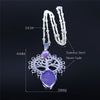 Bohemia Tree of Life Stainless Steel Purple Crystal Necklace Wmen Silver Color Necklace Charm Vacation bijuteria N4334S04