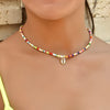Bohemia Trendy Handmade Pearl Rainbow Beads Choker For Women Summer String Beaded Short Necklace Shell Neck Jewelry Gift