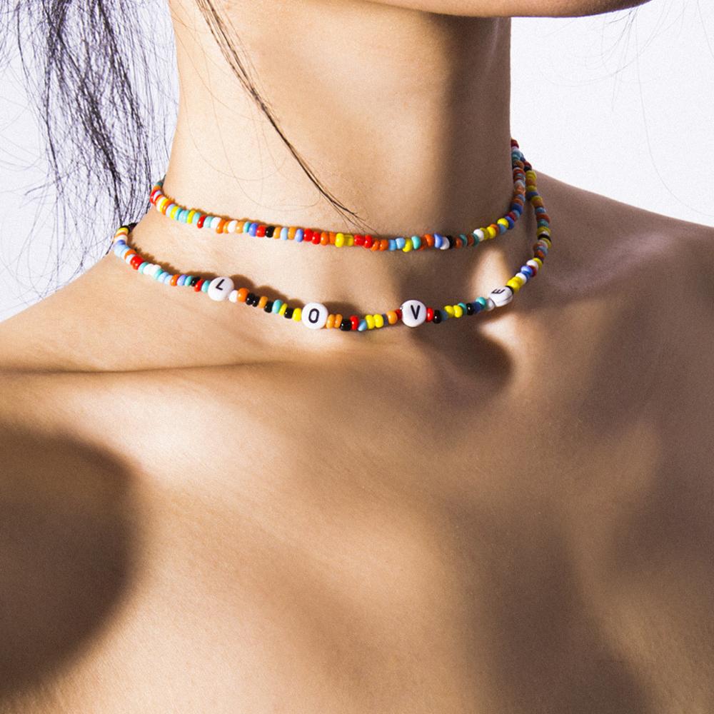 Bohemia handmade rainbow beads candy shell personality multi-layer satellite Necklace women's  jewelry necklace