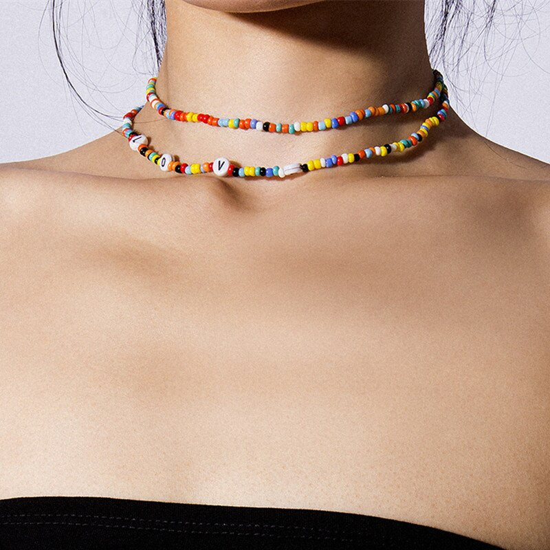 Bohemia handmade rainbow beads candy shell personality multi-layer satellite Necklace women's jewelry necklace