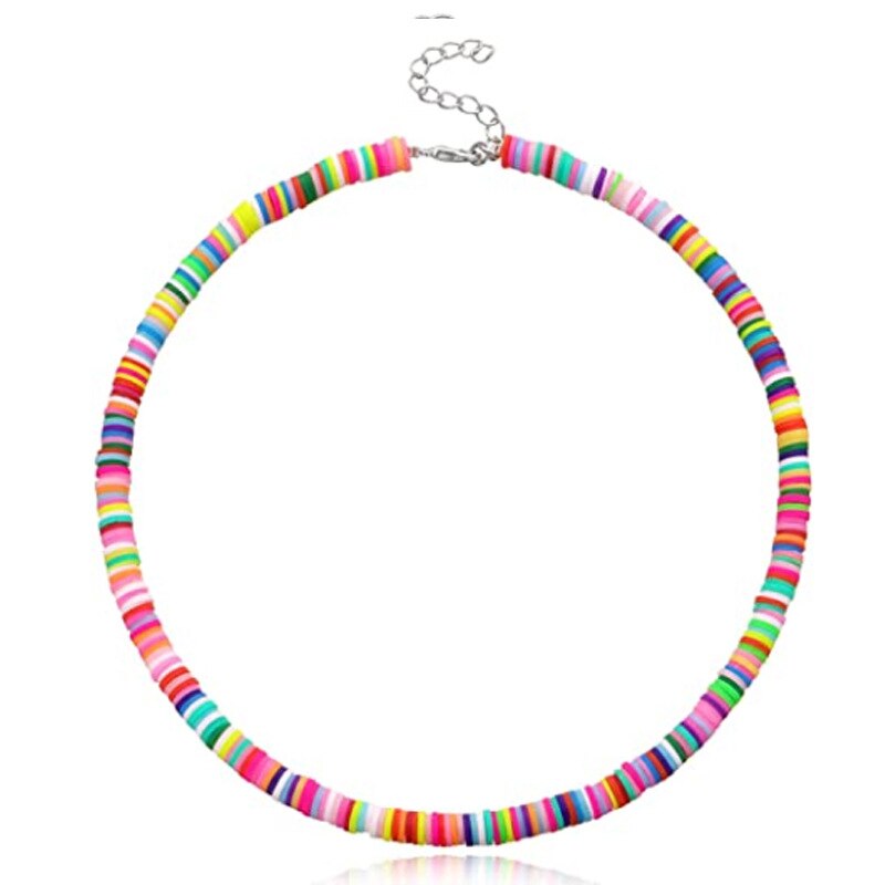 Bohemian 2022 6mm Soft Pottery Choker Necklace For Women men Ethnic Adjustable Colorful Clay Collar Necklace Gift