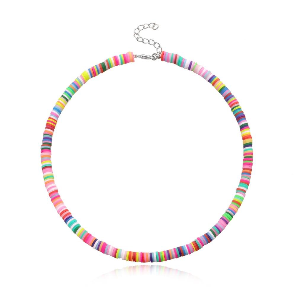 Bohemian 2022 6mm Soft Pottery Choker Necklace For Women men Ethnic Adjustable Colorful Clay Collar Necklace Gift