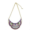 Bohemian Alloy Colorful Necklace Retro Personality Exaggerated Sweater Chain Wild Half Crescent Pendant.