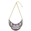 Bohemian Alloy Colorful Necklace Retro Personality Exaggerated Sweater Chain Wild Half Crescent Pendant.