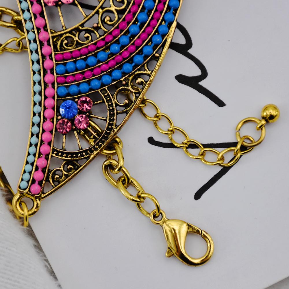 Bohemian Alloy Colorful Necklace Retro Personality Exaggerated Sweater Chain Wild Half Crescent Pendant.