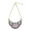 Bohemian Alloy Colorful Necklace Retro Personality Exaggerated Sweater Chain Wild Half Crescent Pendant.