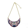 Bohemian Alloy Colorful Necklace Retro Personality Exaggerated Sweater Chain Wild Half Crescent Pendant.