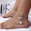 Bohemian Anklets For Women Girls 3 Layered Pearl Moon Star Anklet Leg Chain Bracelet Sandals Summer Beach Female Charm Jewelry