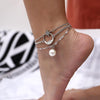 Bohemian Anklets For Women Girls 3 Layered Pearl Moon Star Anklet Leg Chain Bracelet Sandals Summer Beach Female Charm Jewelry