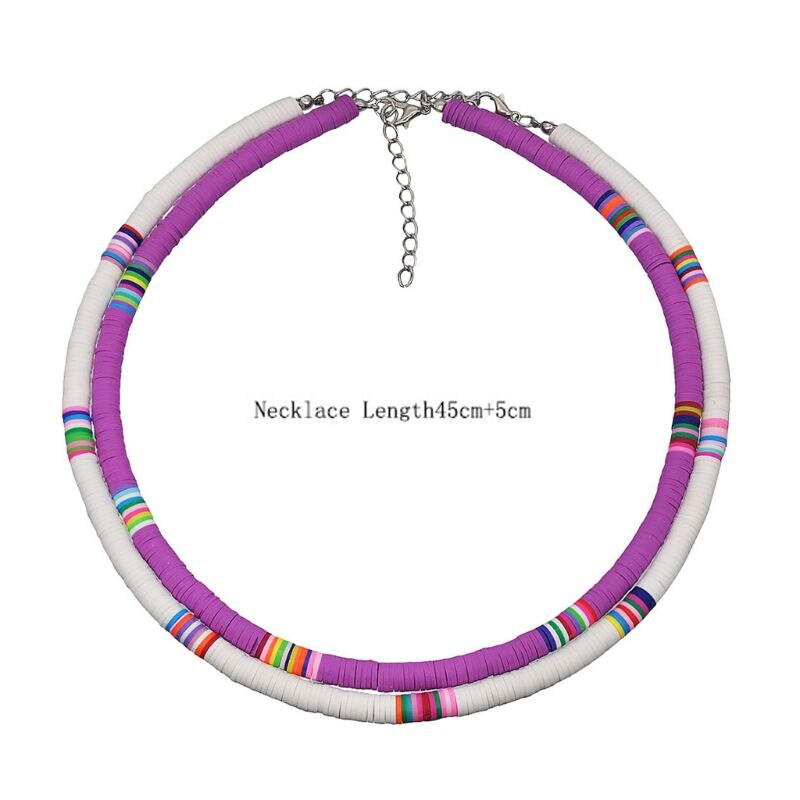 Bohemian Beach Colorful Clay Beaded Choker Boho Rainbow Polymer Clay Necklace