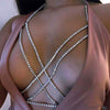 Bohemian Beach Sexy Chest Chain for Women Full Rhinestone Cross Chest Chain Shining Crystal Bra Body Necklace Choker Jewelry