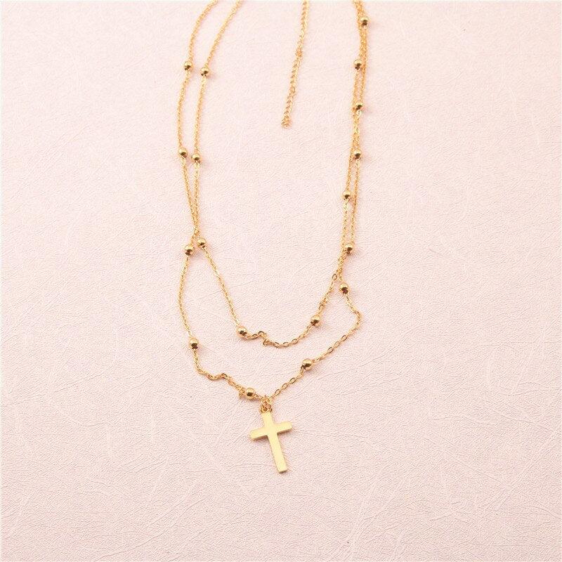 Bohemian Bead Necklaces For Women Cool Choker Cross Multi-layer Necklace Colares Statement Party Jewelry