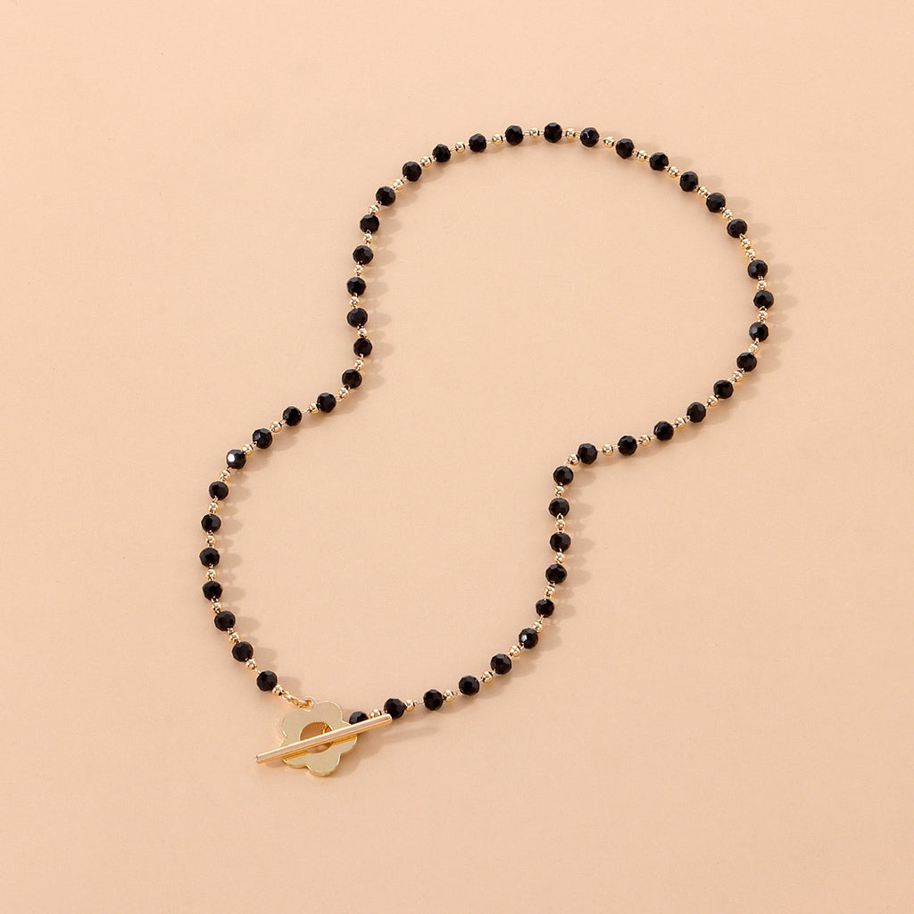 Bohemian Black Crystal Beads Chain Chokers Necklaces For Women Charm Gold Color Clavicle Chain Handmade Jewelry Accessories