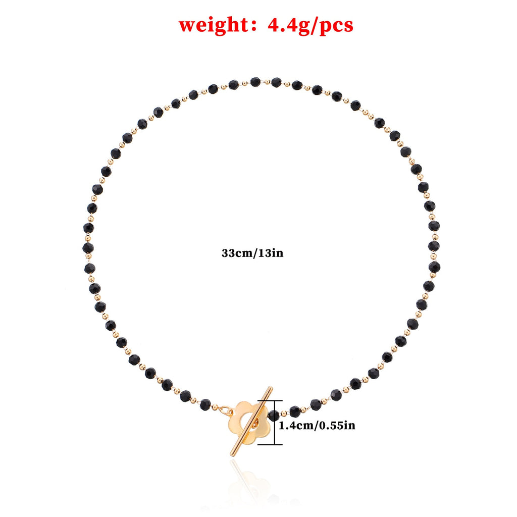 Bohemian Black Crystal Beads Chain Chokers Necklaces For Women Charm Gold Color Clavicle Chain Handmade Jewelry Accessories