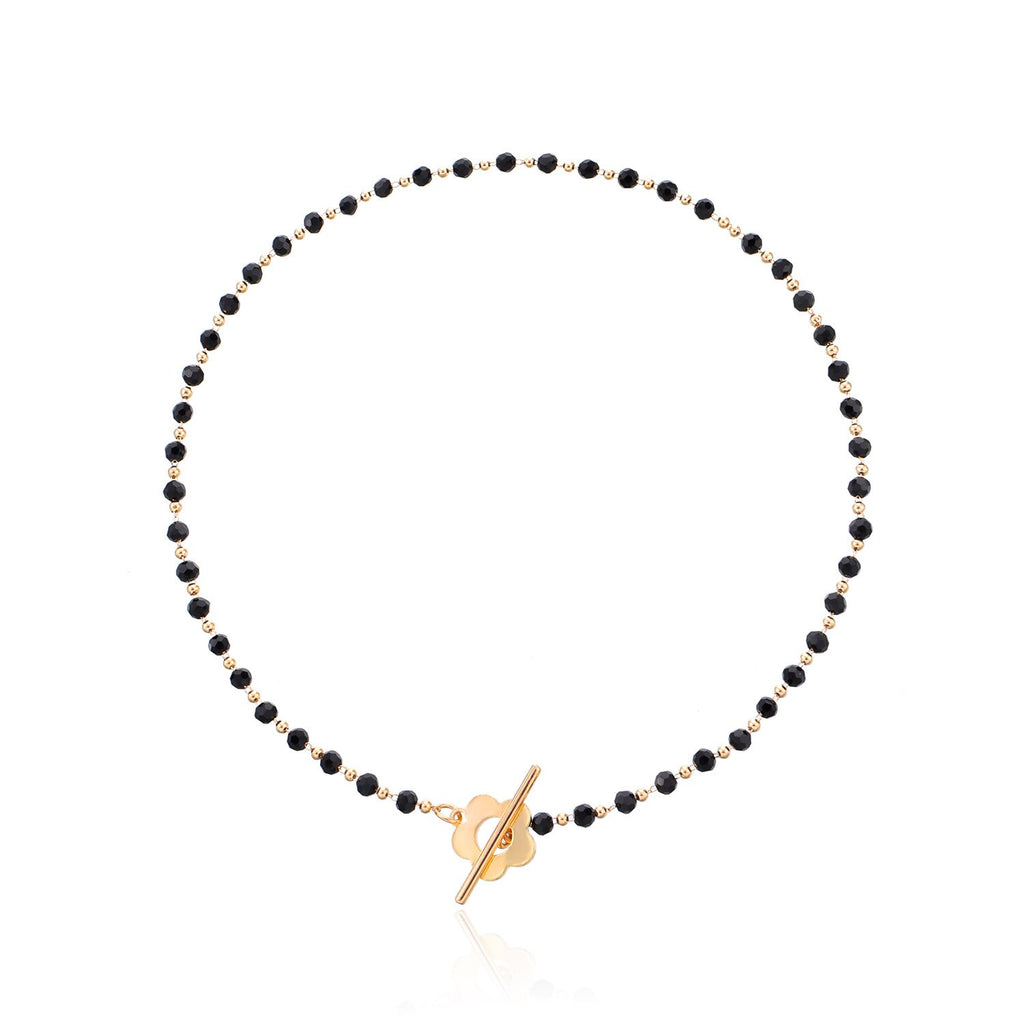 Bohemian Black Crystal Beads Chain Chokers Necklaces For Women Charm Gold Color Clavicle Chain Handmade Jewelry Accessories