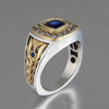Bohemian Blue Crystal Inlaid Flower Decoration Ring Women's Ring Austrian Rhinestone Inlaid Ring Accessories Party Jewelry