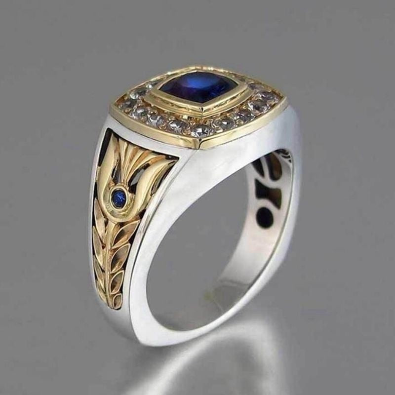 Bohemian Blue Crystal Inlaid Flower Decoration Ring Women's Ring Austrian Rhinestone Inlaid Ring Accessories Party Jewelry