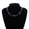 Bohemian Blue White Seed Bead Flower Choker Necklace Statement Short Collar Clavicle Chain Necklace for Women Jewelry