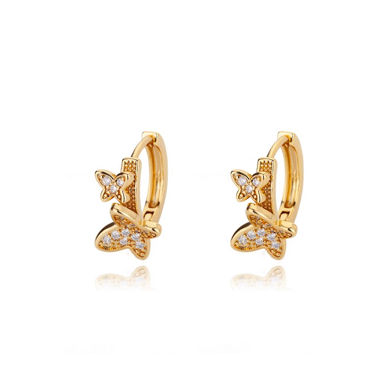 Bohemian Butterfly Hoop Earrings for Women Stainless Steel Gold Color Zircon Earrings 2023 Trend Jewelry pendientes mujer