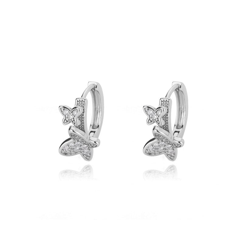 Bohemian Butterfly Hoop Earrings for Women Stainless Steel Gold Color Zircon Earrings 2023 Trend Jewelry pendientes mujer