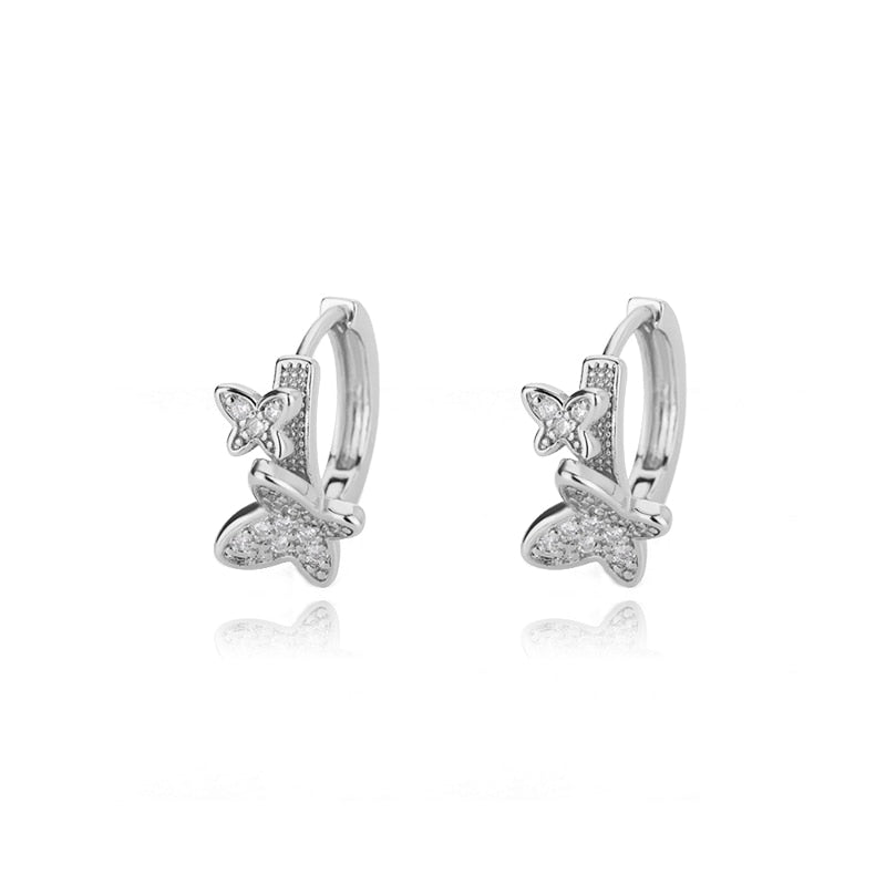Bohemian Butterfly Hoop Earrings for Women Stainless Steel Gold Color Zircon Earrings 2023 Trend Jewelry pendientes mujer