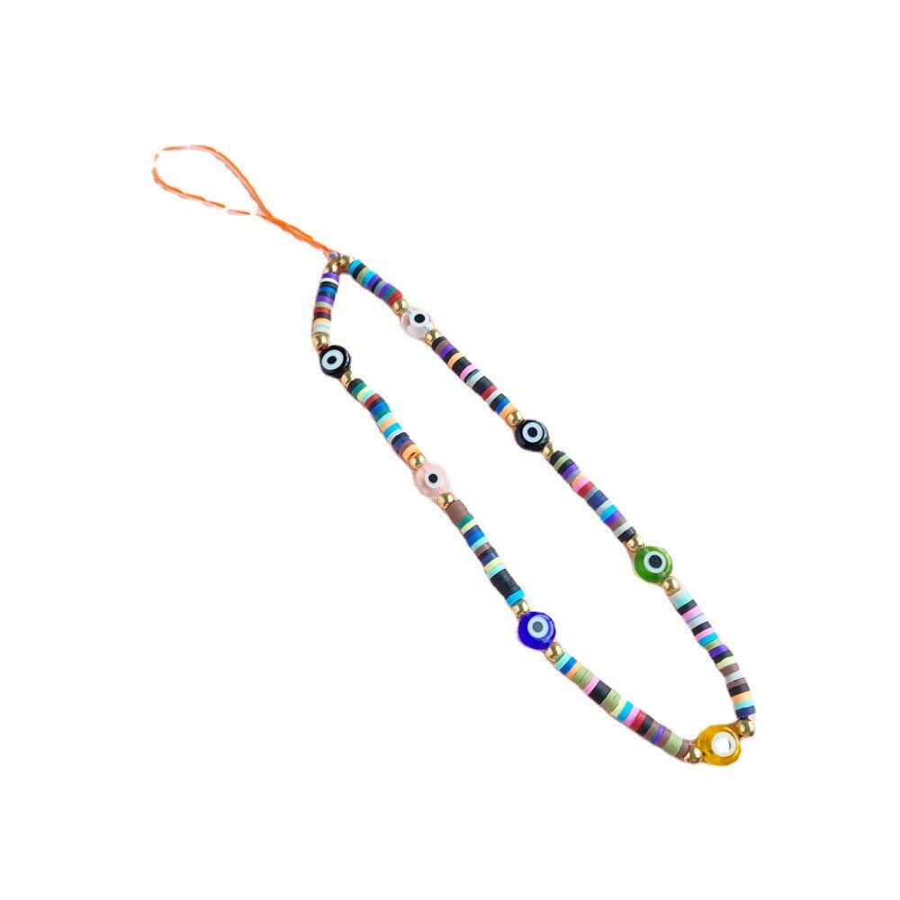 Bohemian Colored Soft Clay Necklace for Phone Lanyard Fruit Flower Heart Beaded Chain Necklaces for Women  Jewelry
