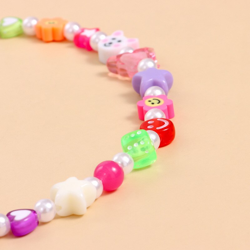 Bohemian Colorful Acrylic Heart Butterfly Bead Pearl Choker Chain Necklace for Women Girl Wedding Party Jewelry Gift