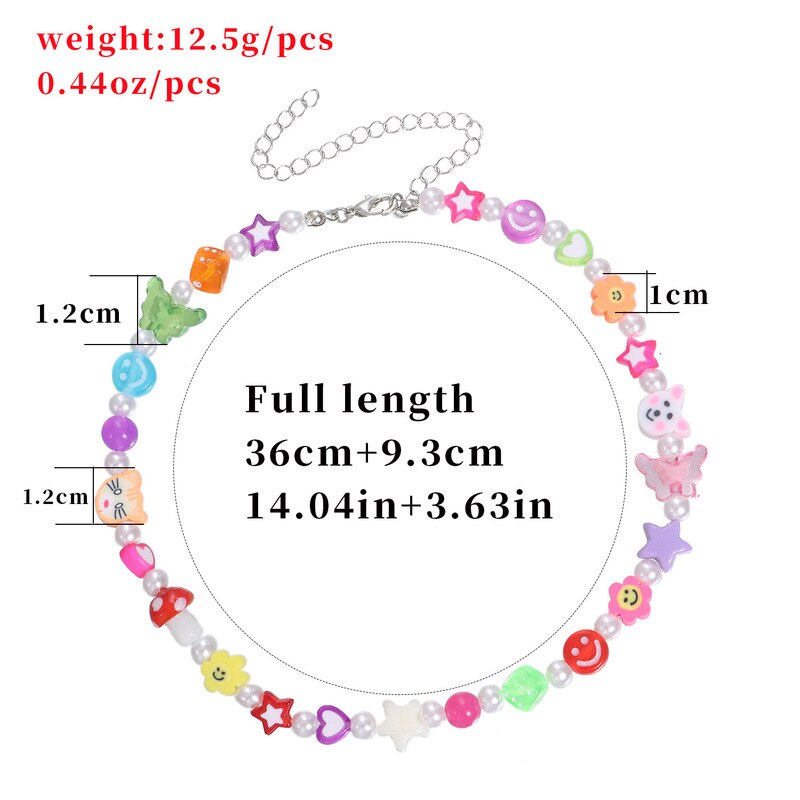 Bohemian Colorful Acrylic Heart Butterfly Bead Pearl Choker Chain Necklace for Women Girl Wedding Party Jewelry Gift