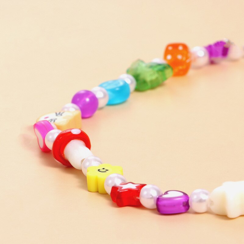 Bohemian Colorful Acrylic Heart Butterfly Bead Pearl Choker Chain Necklace for Women Girl Wedding Party Jewelry Gift